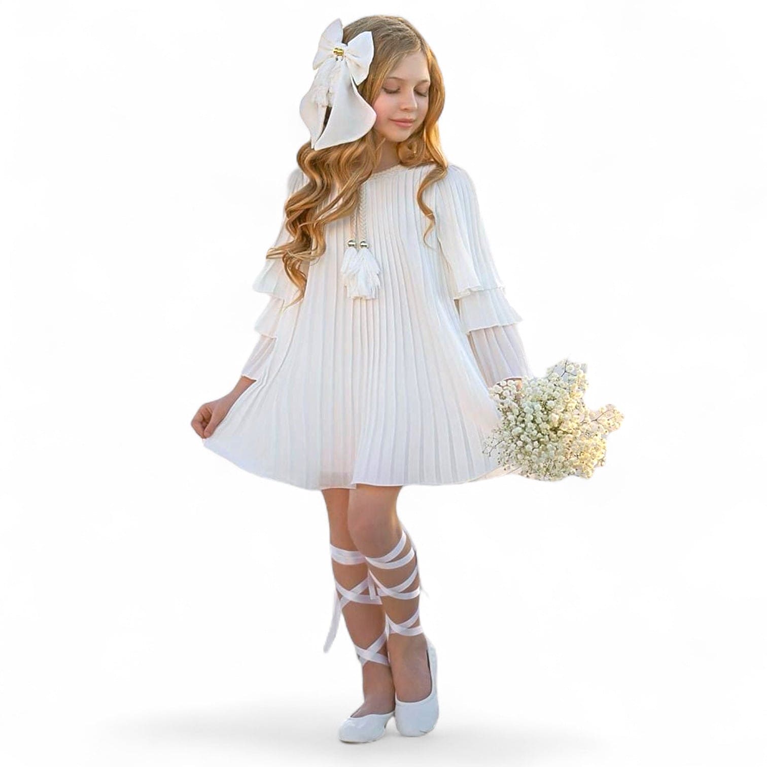 Girl | Sienna Pleated Dress | White