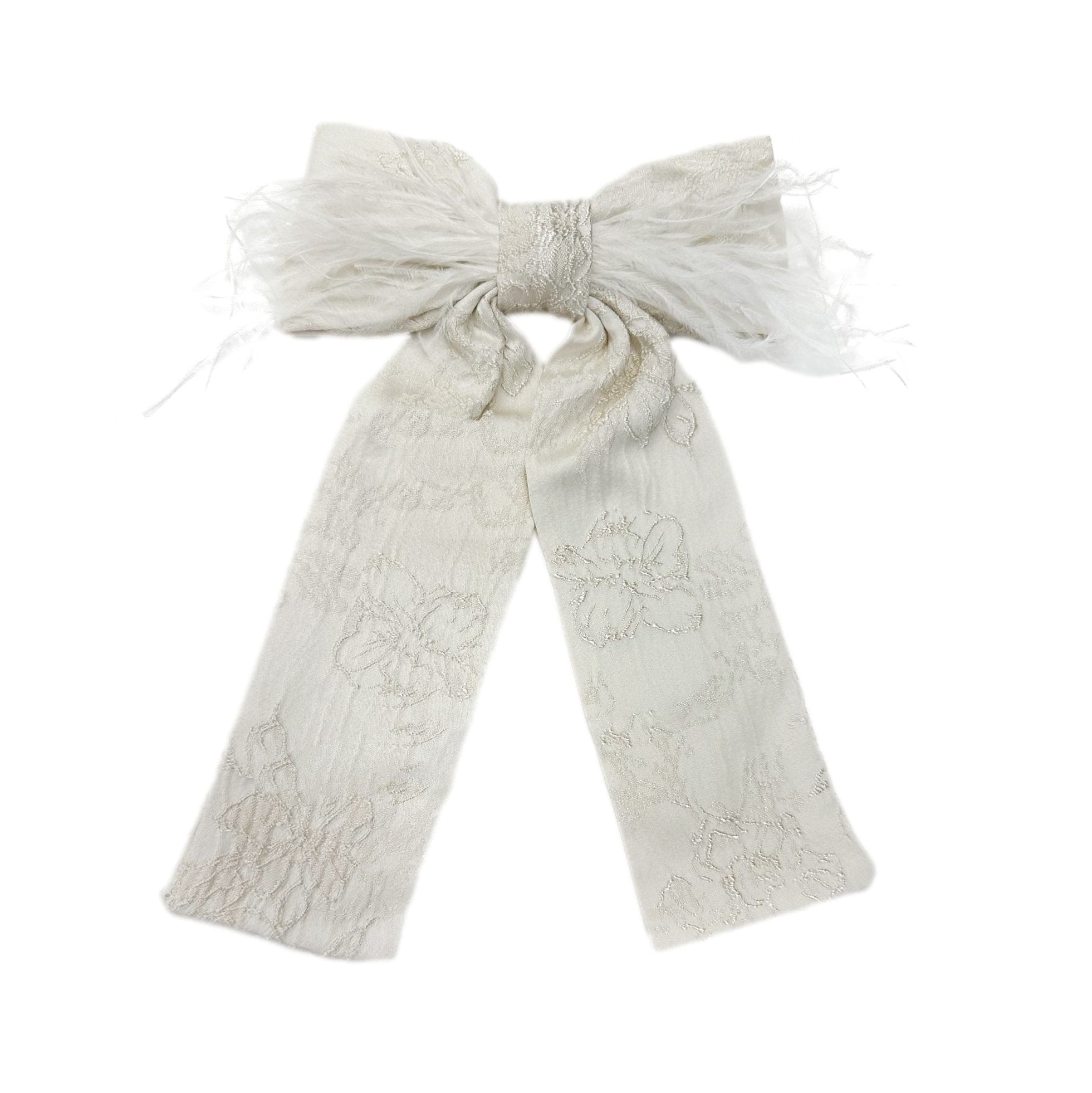 Girl | Eliza Ceremony Feather Hair Bow | Beige