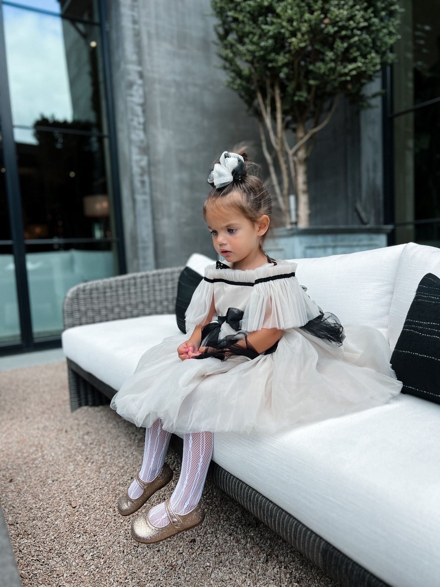 Girl | Grace Tulle Dress | Beige x Black