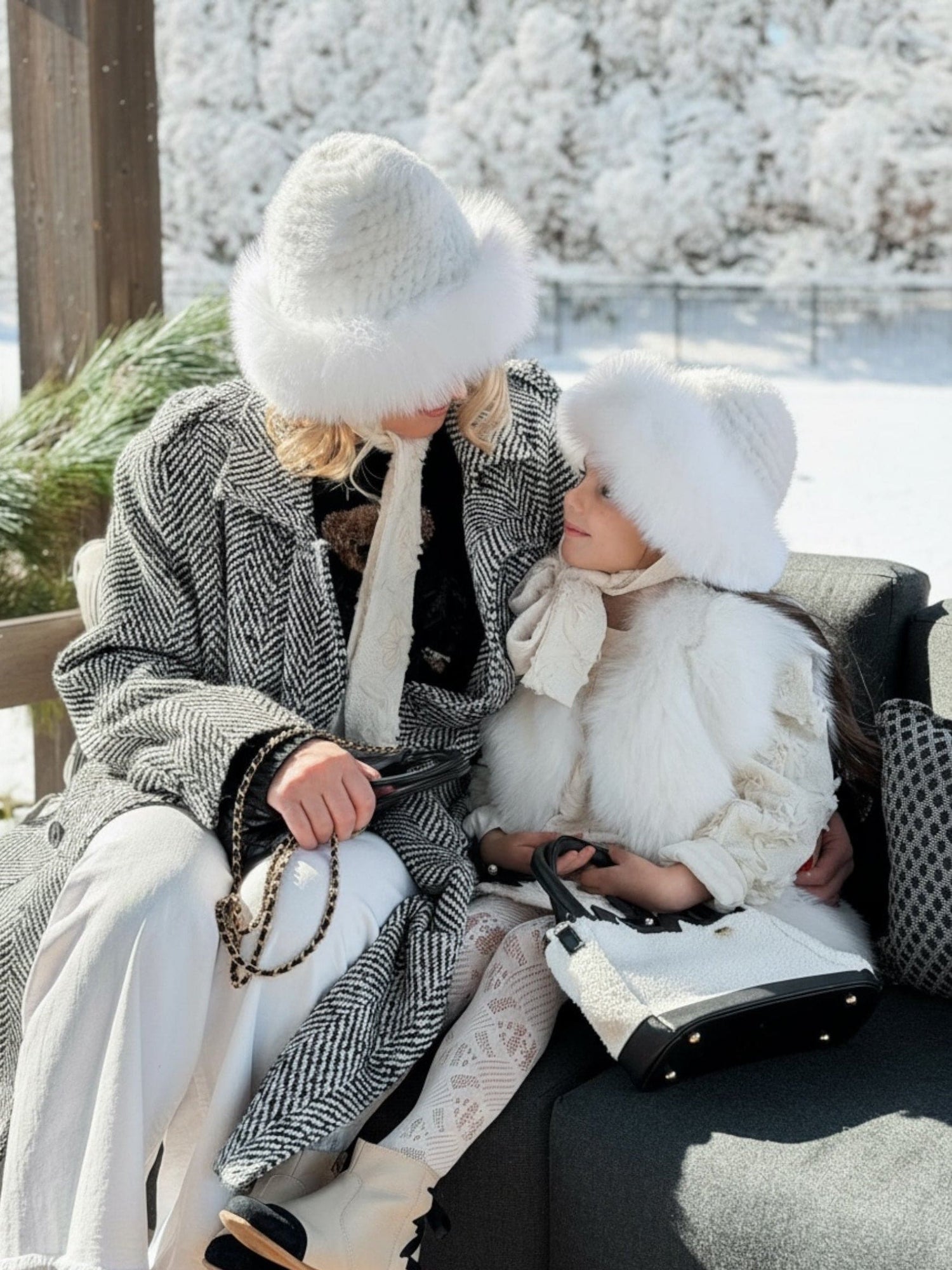 Girl | Ava Kids Fox Fur Hat | Ivory