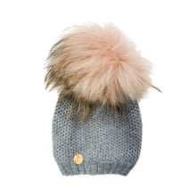 Unisex | Honeycomb Grey Cashmere Beanie Hats Pink Pom | Gray