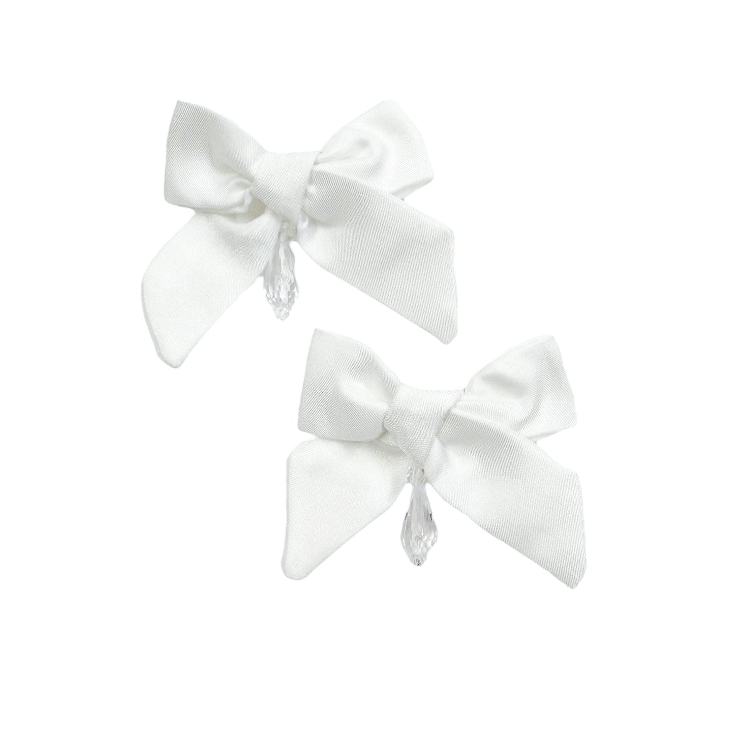 Girl | Poppy Quilted Hair Bow Clips | White
