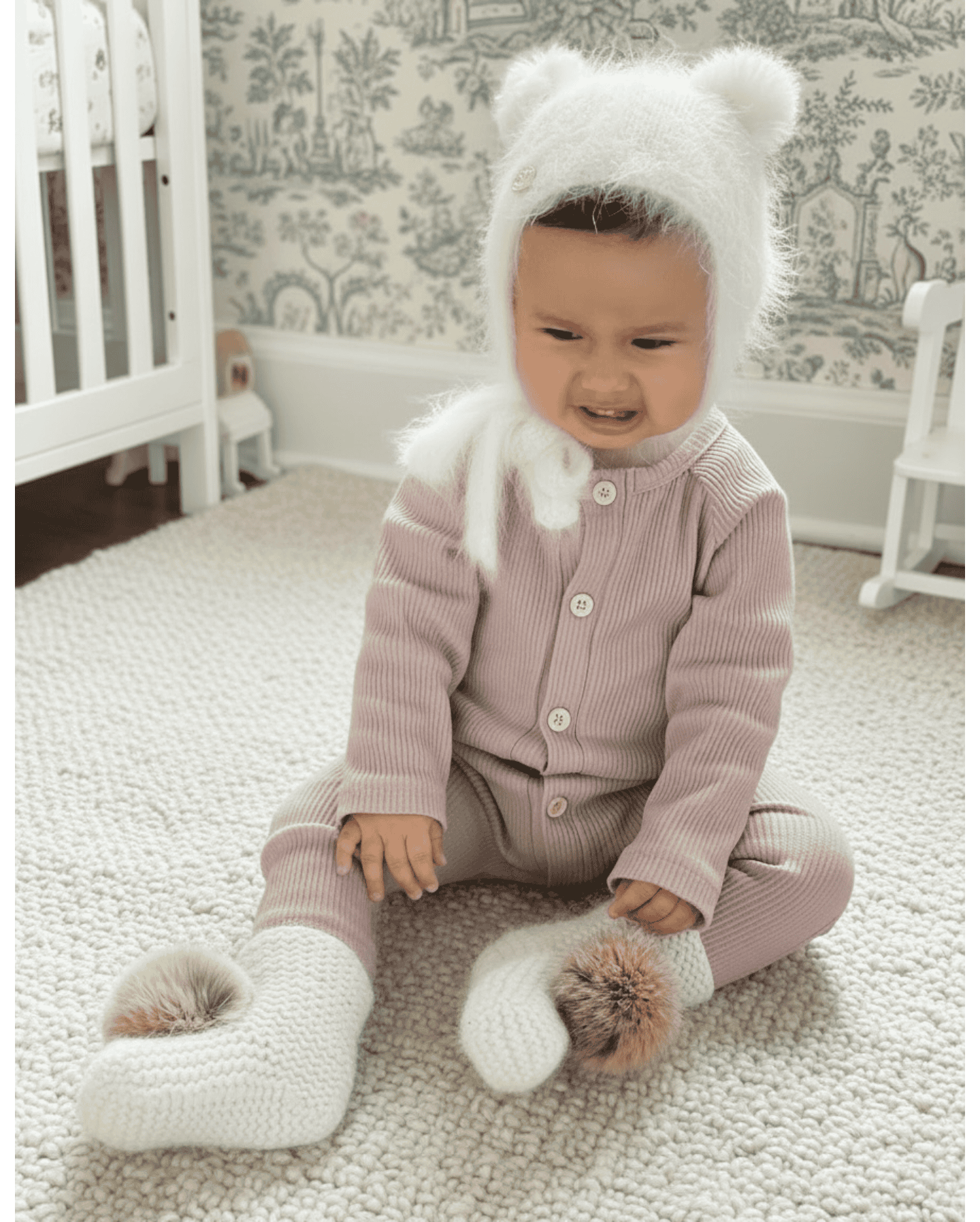 Unisex | Ribbed Cotton Playsuit Dusty | Pink