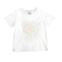 Unisex | Pima Cotton Teddy T-Shirt | White x Beige