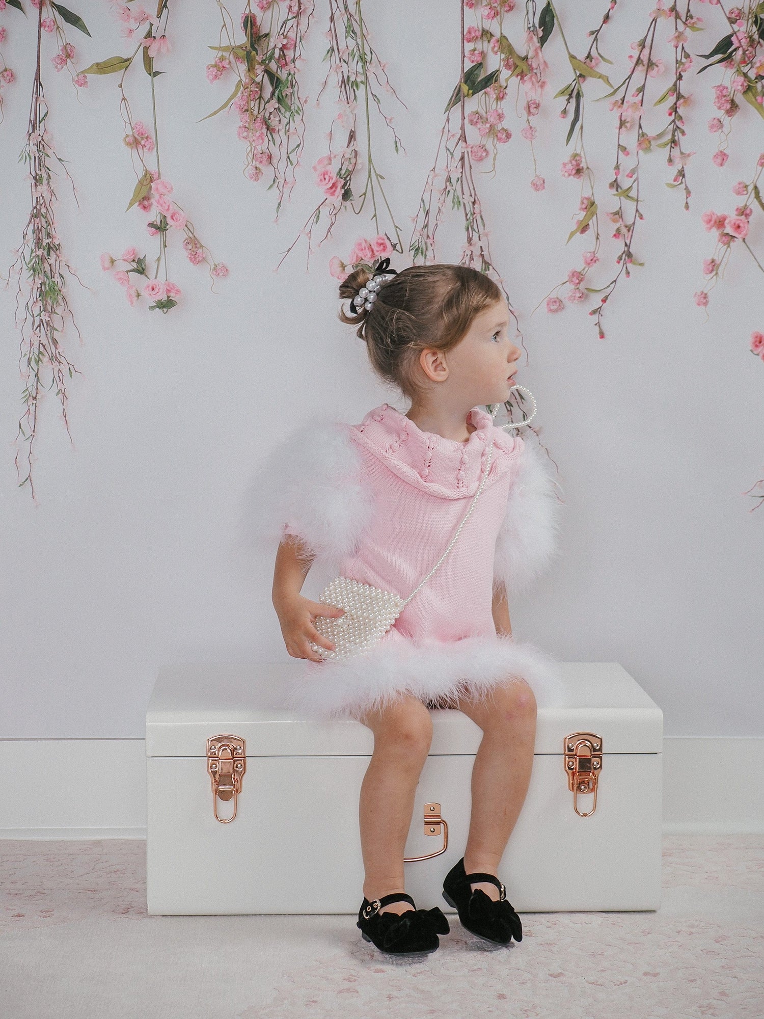 Ella Knit Pink Feather Dress - Petite Maison Kids