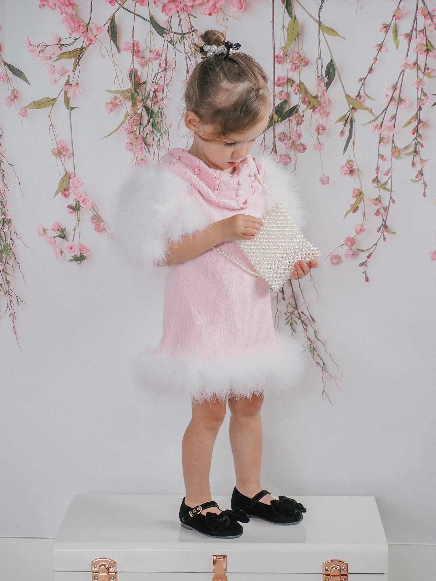 Ella Knit Pink Feather Dress - Petite Maison Kids