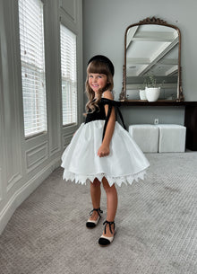 Girl | Audrey Velour Top and Sateen Dress | Black x White