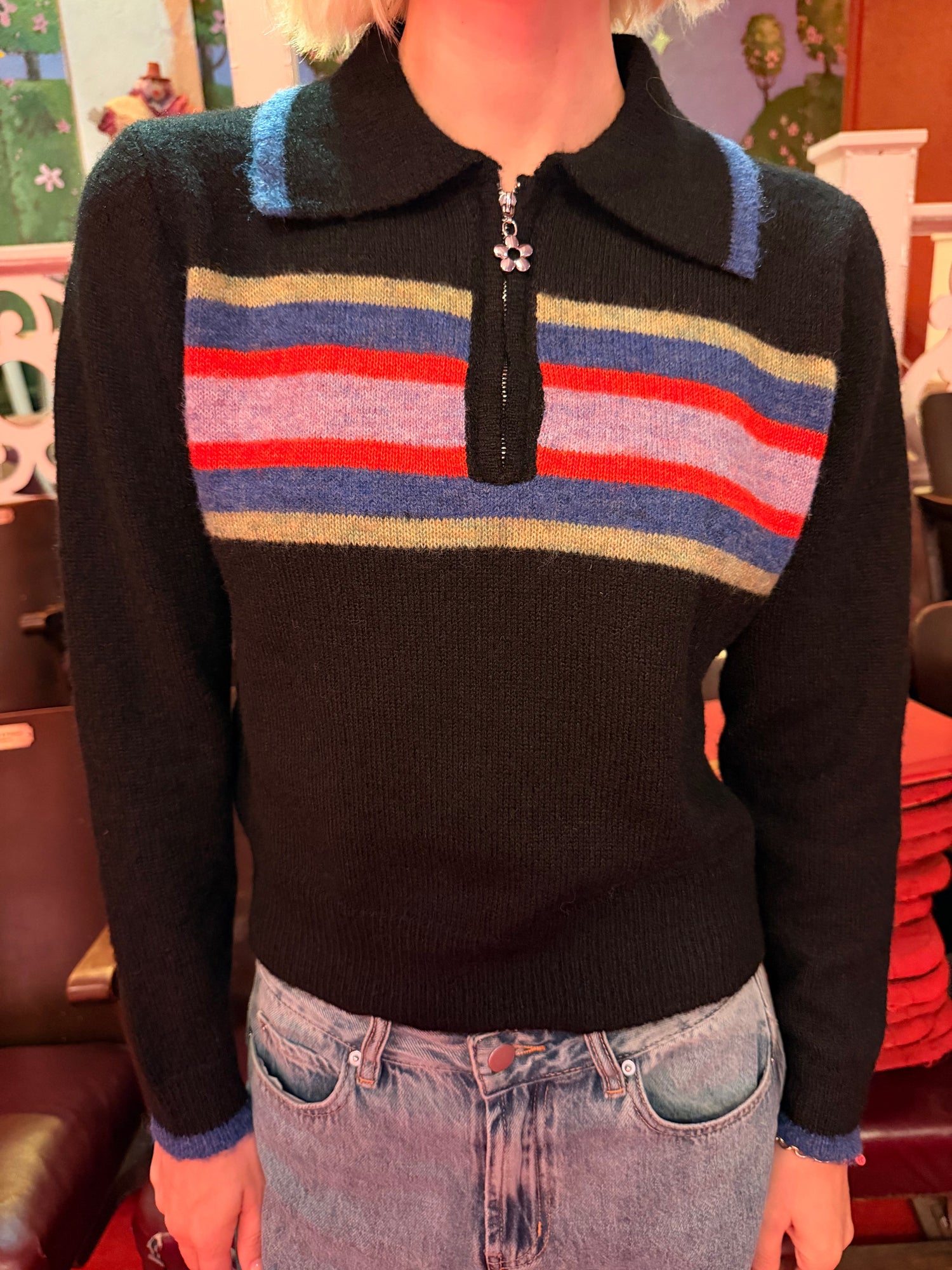 Wylie Half Zip Sweater | Black Multi