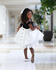 Girl | Audrey Velour Top and Sateen Dress | Black x White