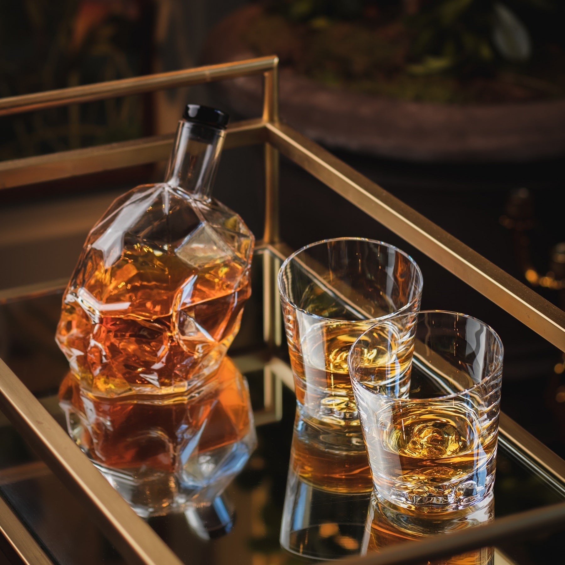 Memento Mori Whiskey Glasses | Clear Crystal | Set of 2
