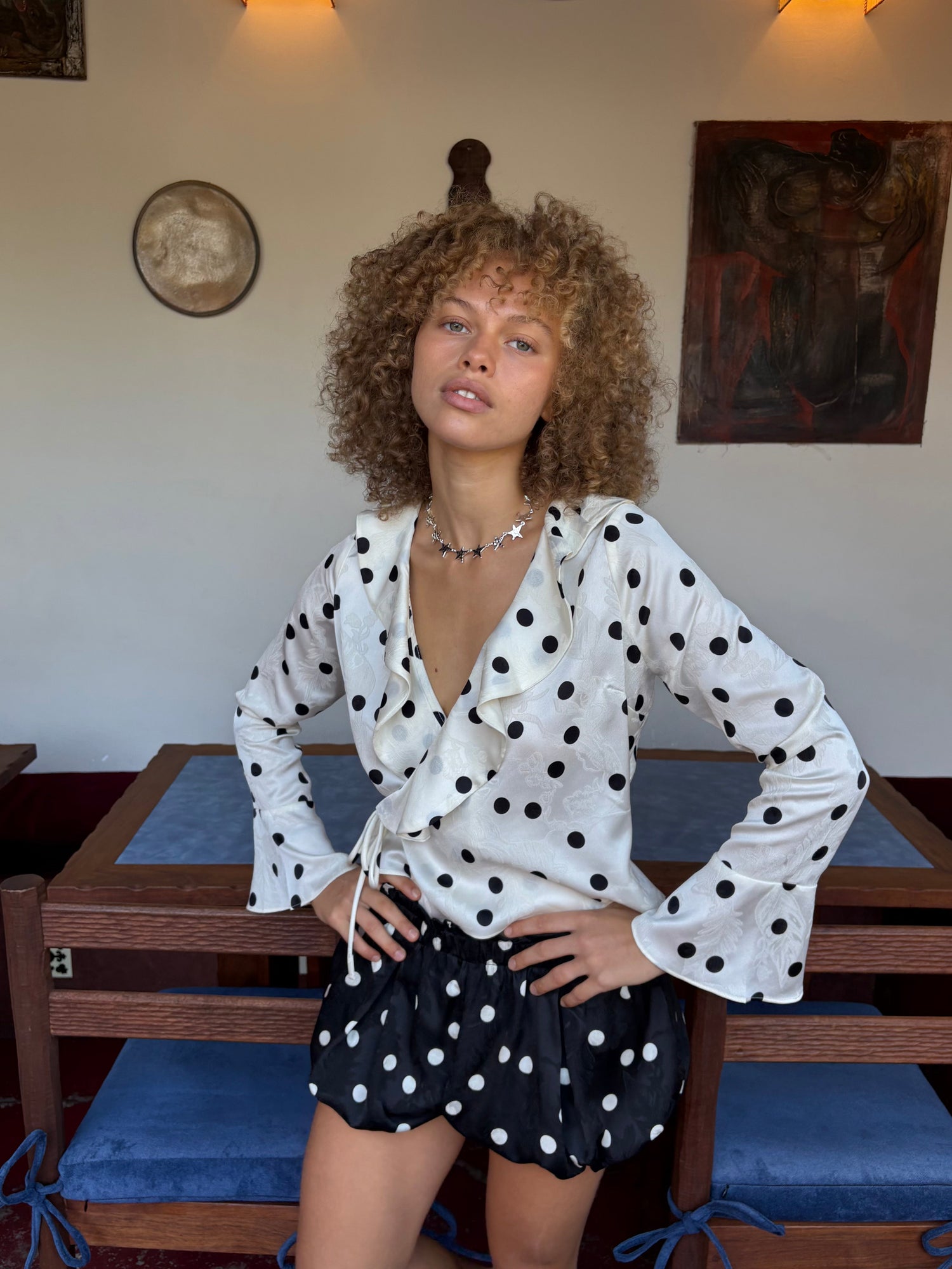 Ricki Wrap Top | White Dot