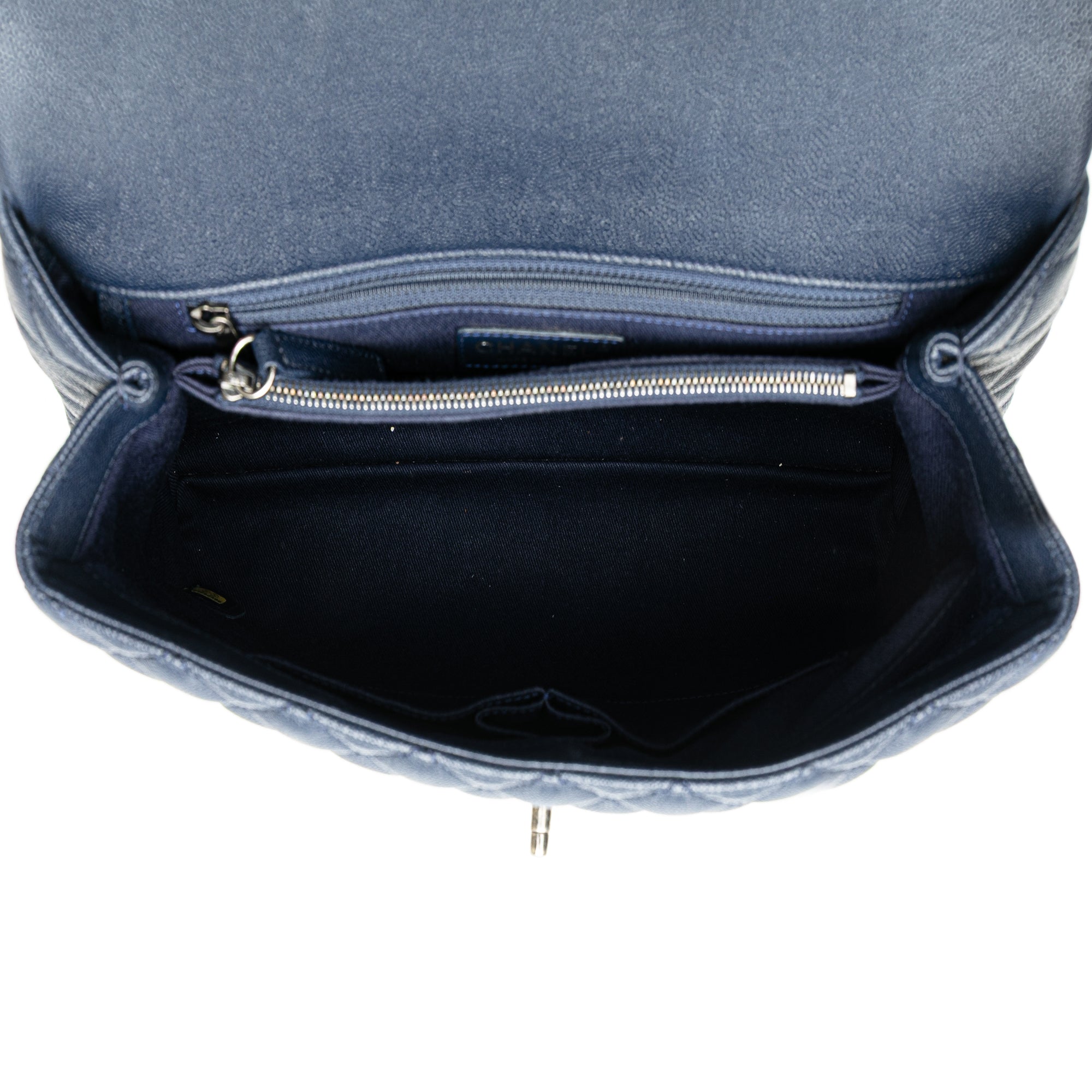 Chanel | Pre-Owned Large Caviar Coco Top Handle Bag - I | Blue/Navy