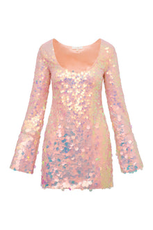 Risbo Iridescent Mini Party Dress | Iridescent Peche