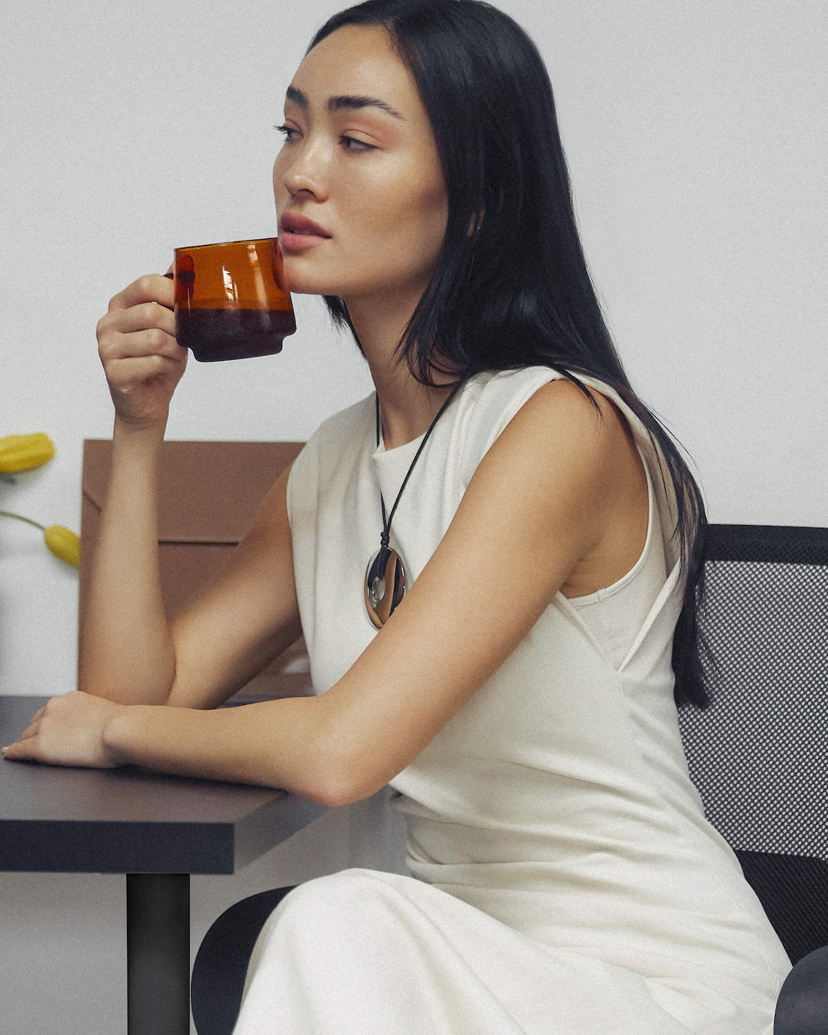 Liz | Iman Cotton Twill Split-Hem Dress in Size Small