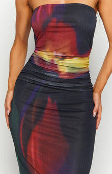 Imogen Maxi Dress | Black Blurred Tulip Print