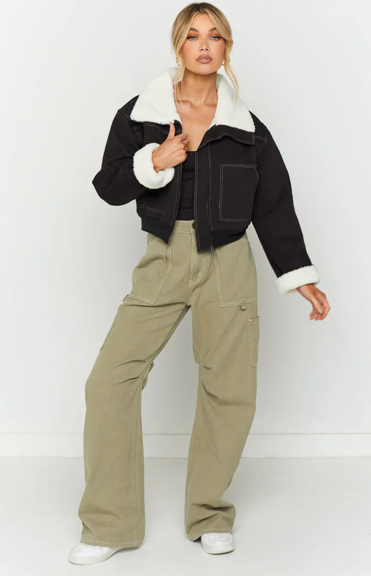 Indy Denim Sherpa Jacket | Black