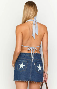Izzie Halter Neck Top | Navy Stripe