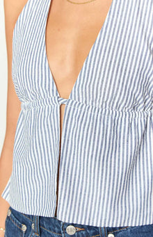 Izzie Halter Neck Top | Navy Stripe
