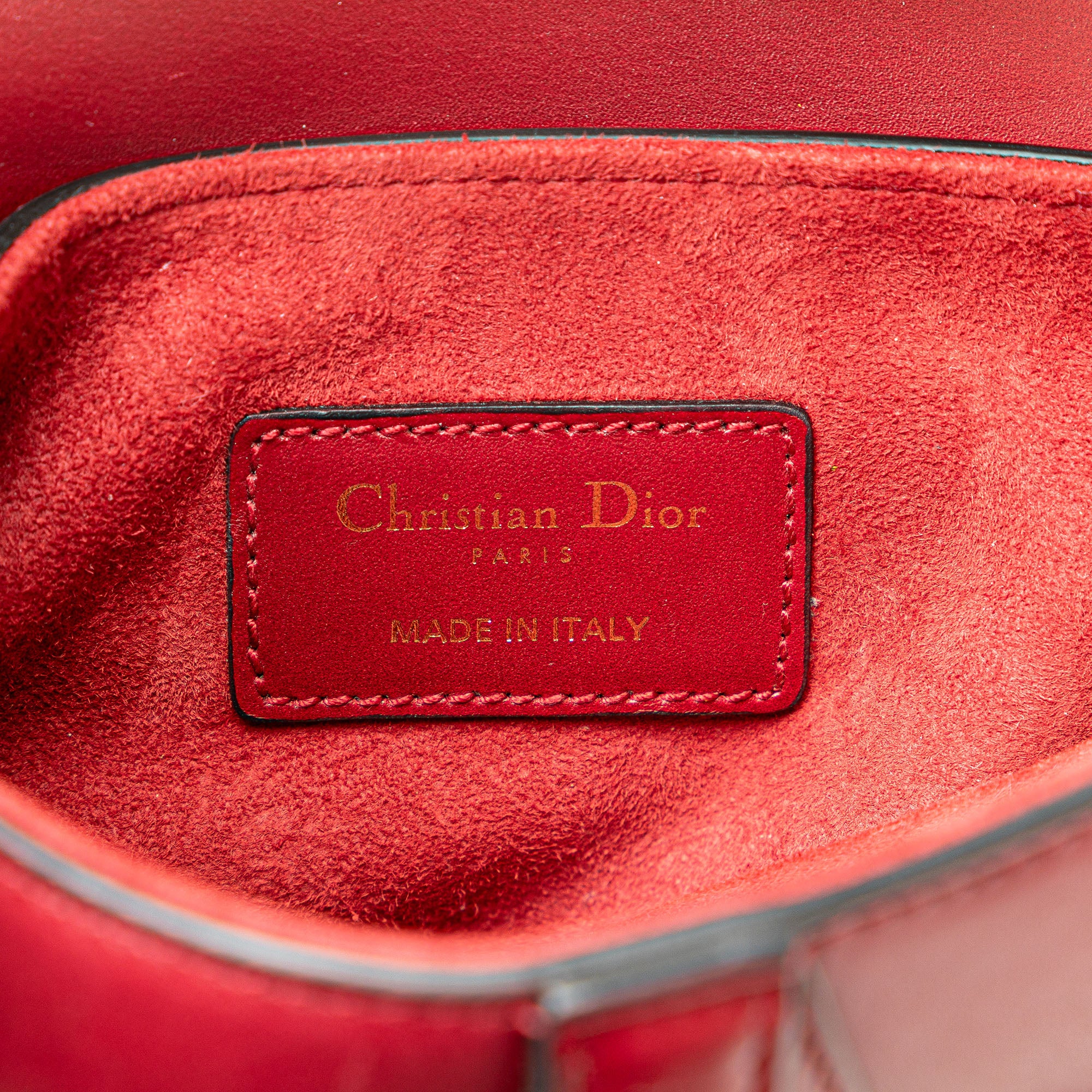 Dior | Pre-Owned Mini Grained Calfskin Saddle Bag | Red/Bordeau