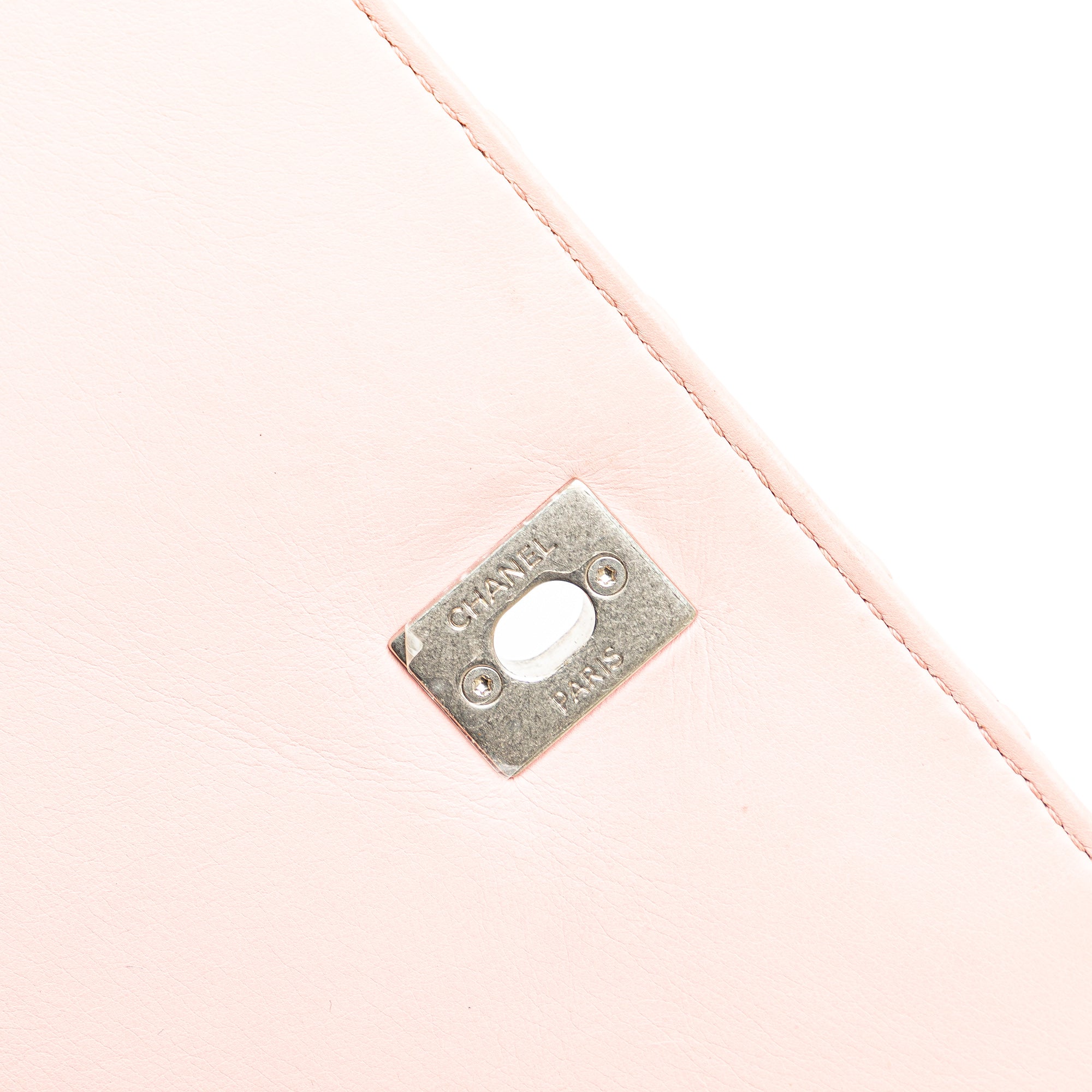 Chanel | Pre-Owned Chevron Calfskin Studded Full Flap | Pink/Light Pink