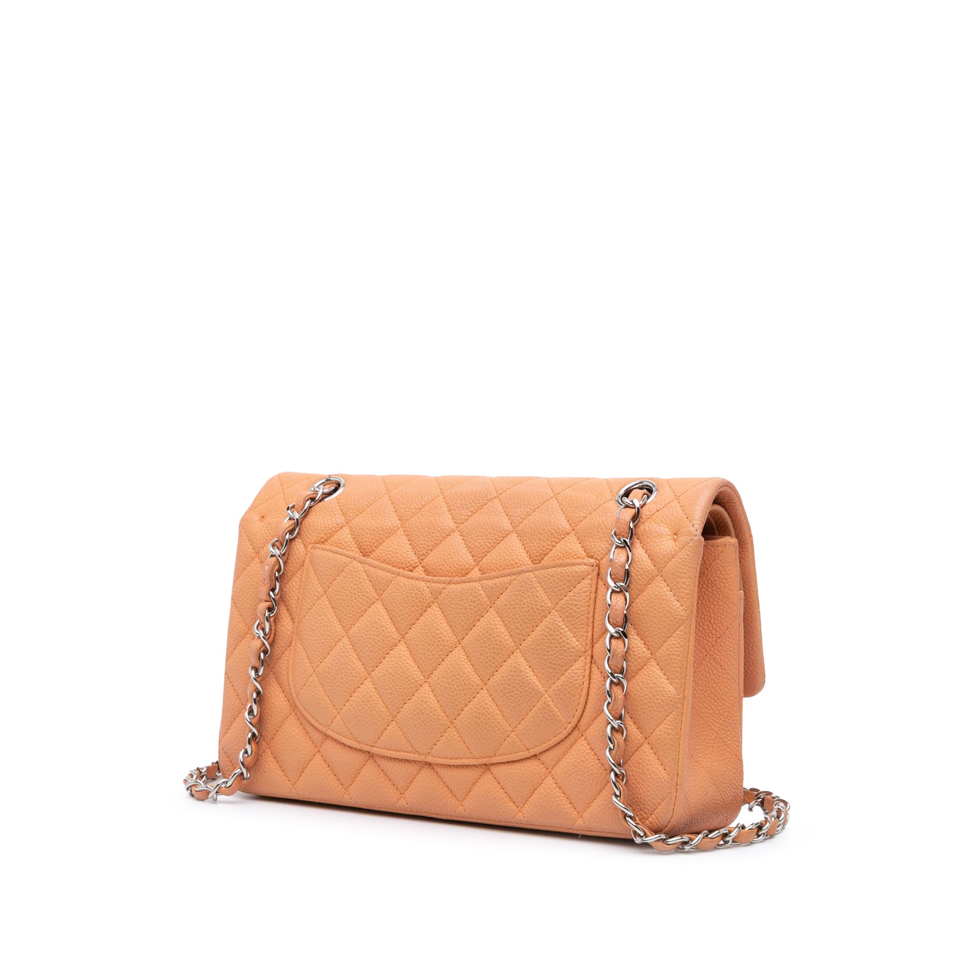 Chanel | Pre-Owned Medium Classic Caviar Double Flap | Orange/Peach