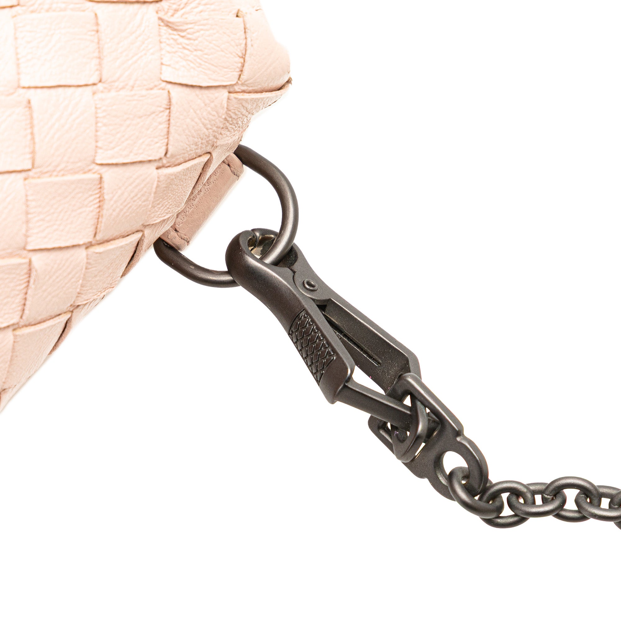Bottega Veneta | Pre-Owned Leather Intrecciato Chain Flap Crossbody | Pink/Light Pink