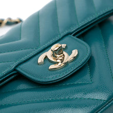Chanel | Pre-Owned Small Classic Chevron Caviar Double Flap | Blue/Turquoise