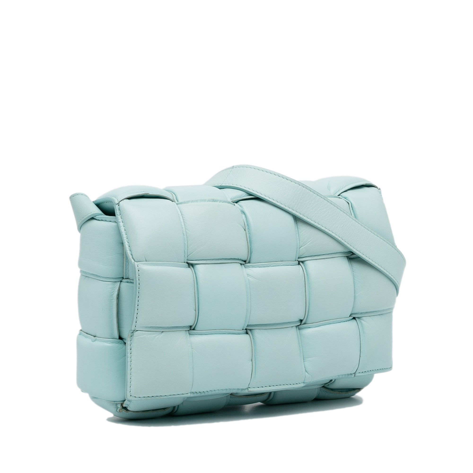 Bottega Veneta | Pre-Owned Nappa Intrecciato Padded Cassette Crossbody - II | Blue/Light Blue