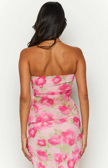 Jacqulin Floral Print Strapless Top | Pink
