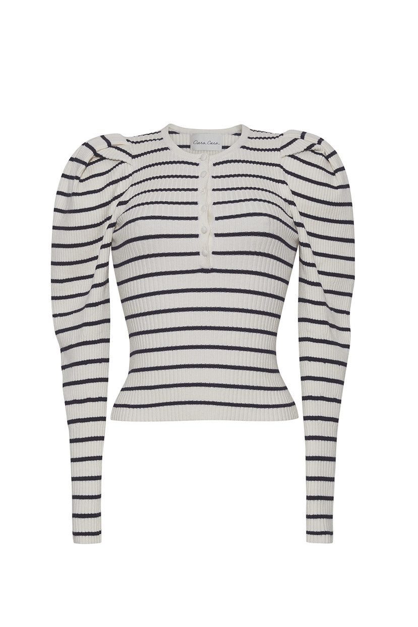 Jade Top | Ivory Black Stripe