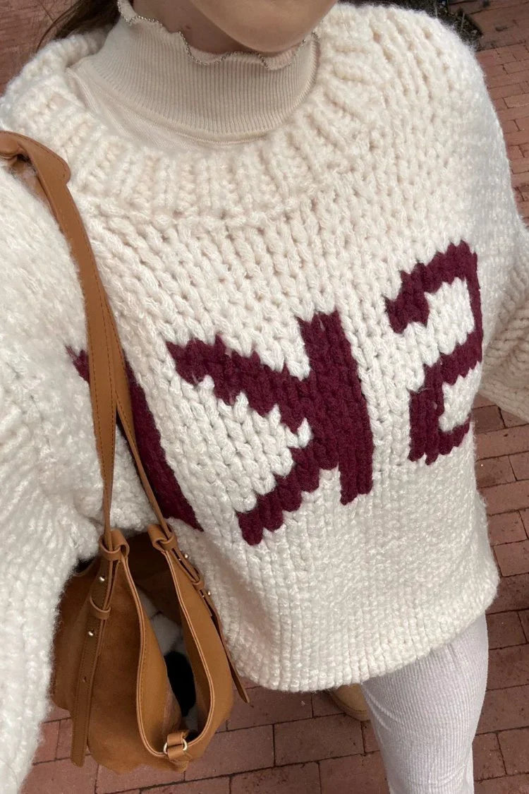 Jasmine Ski Jacquard Chunky Knit Sweater | Cream