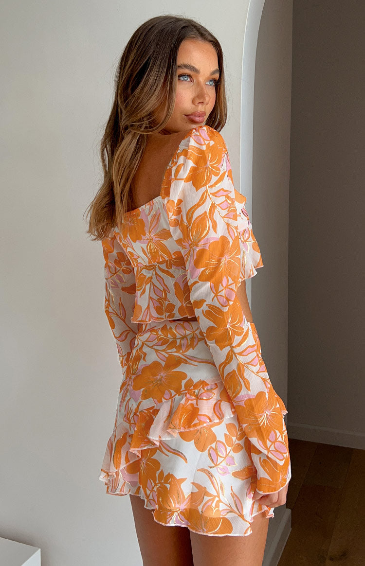 Jayella Floral Mini Skirt | Orange