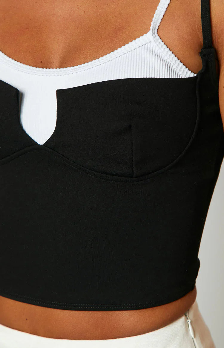 Junice Double Layered Crop Top | Black