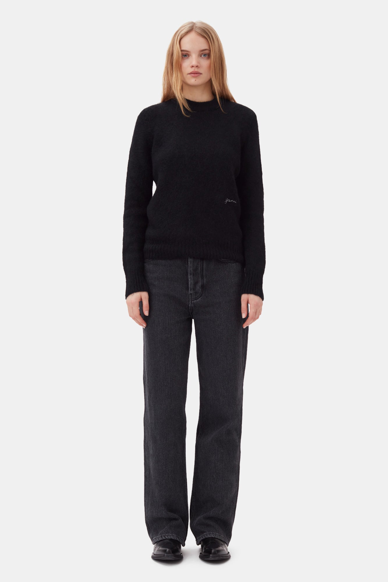 Brushed Alpaca O-Neck | Black