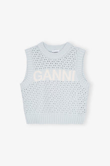 Textured Cotton Pointelle Vest | Illusion Blue