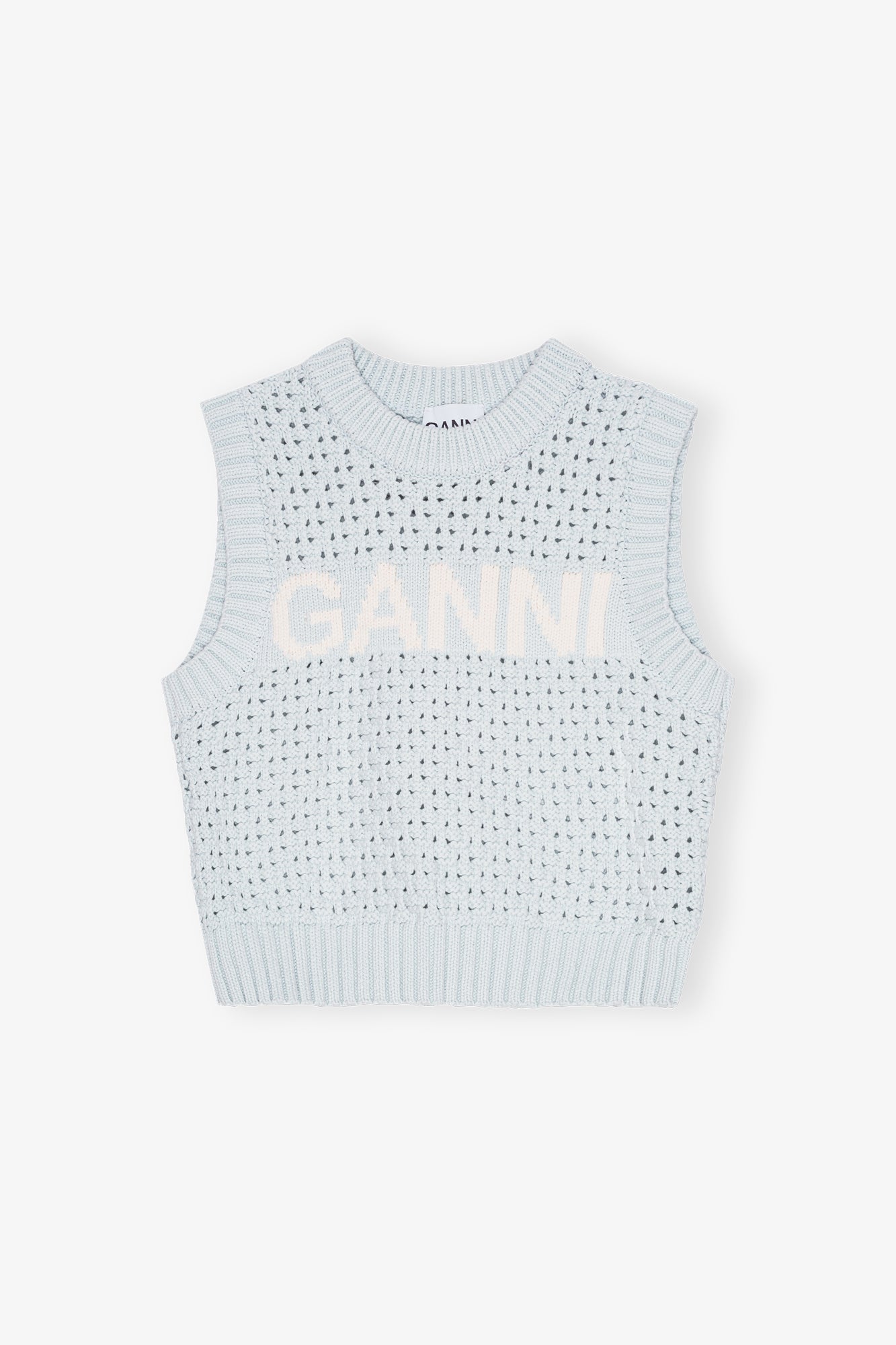 Textured Cotton Pointelle Vest | Illusion Blue