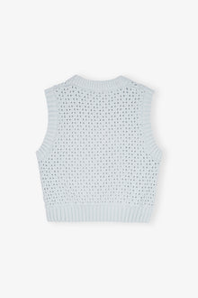 Textured Cotton Pointelle Vest | Illusion Blue