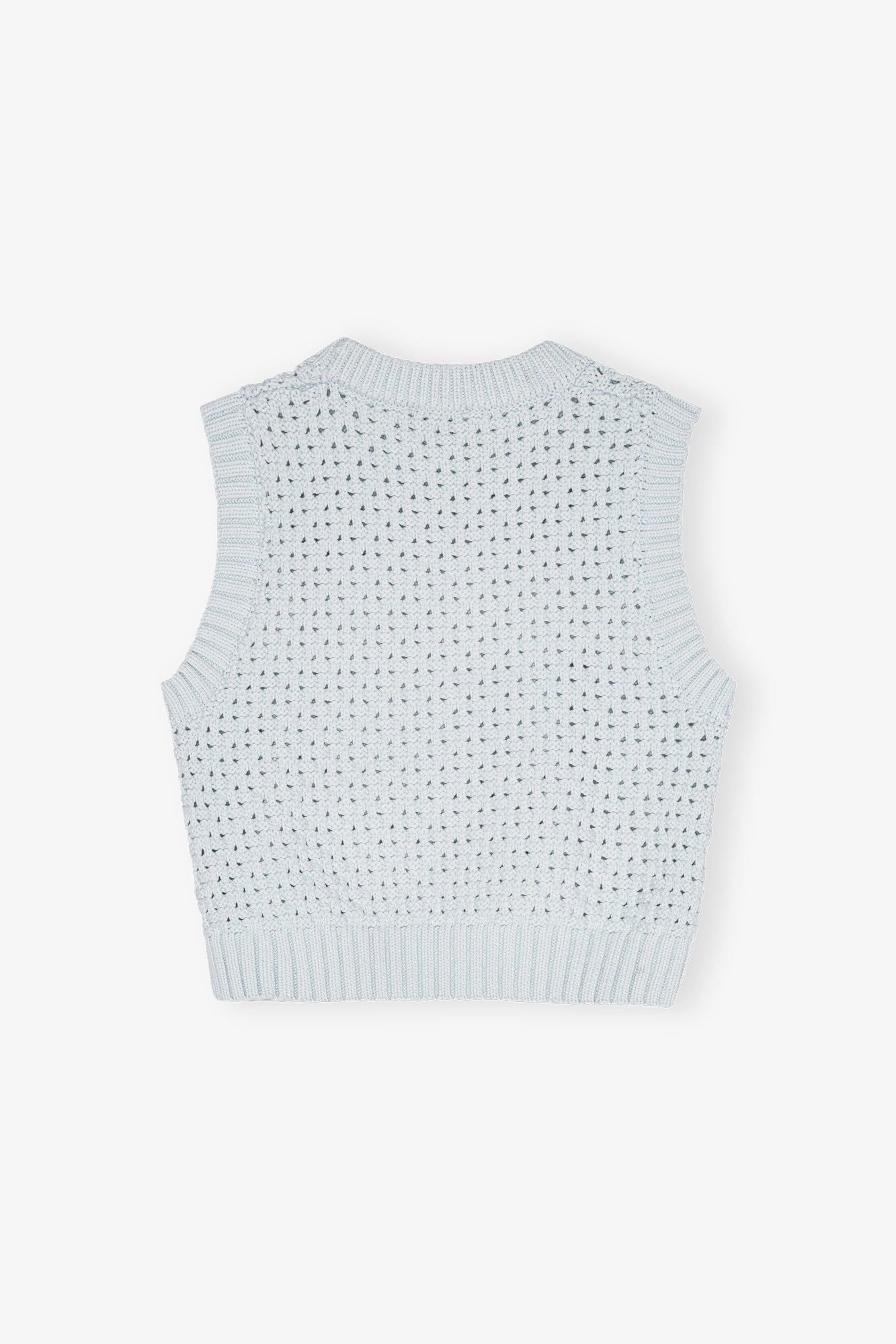 Textured Cotton Pointelle Vest | Illusion Blue