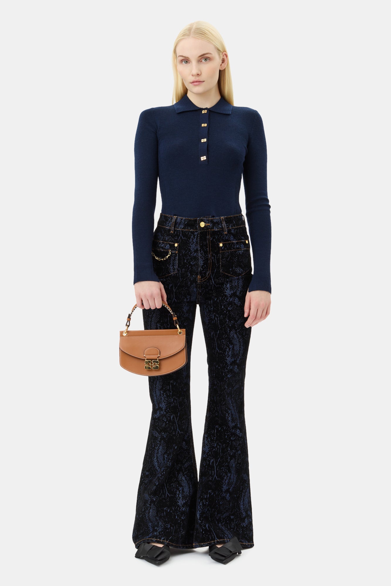 Mini Ribbed Merino Polo | Sky Captain