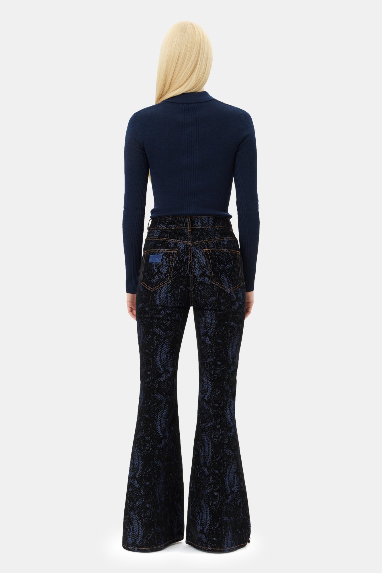 Mini Ribbed Merino Polo | Sky Captain