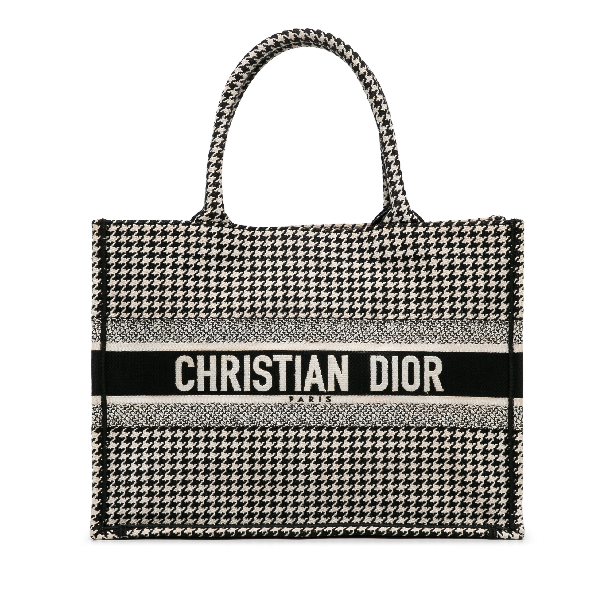 Dior | Pre-Owned Medium Houndstooth Book Tote | Black