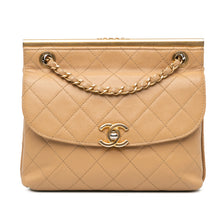 Chanel | Pre-Owned Quilted Lambskin CC Logo Bar Shoulder Bag | Brown/Beige