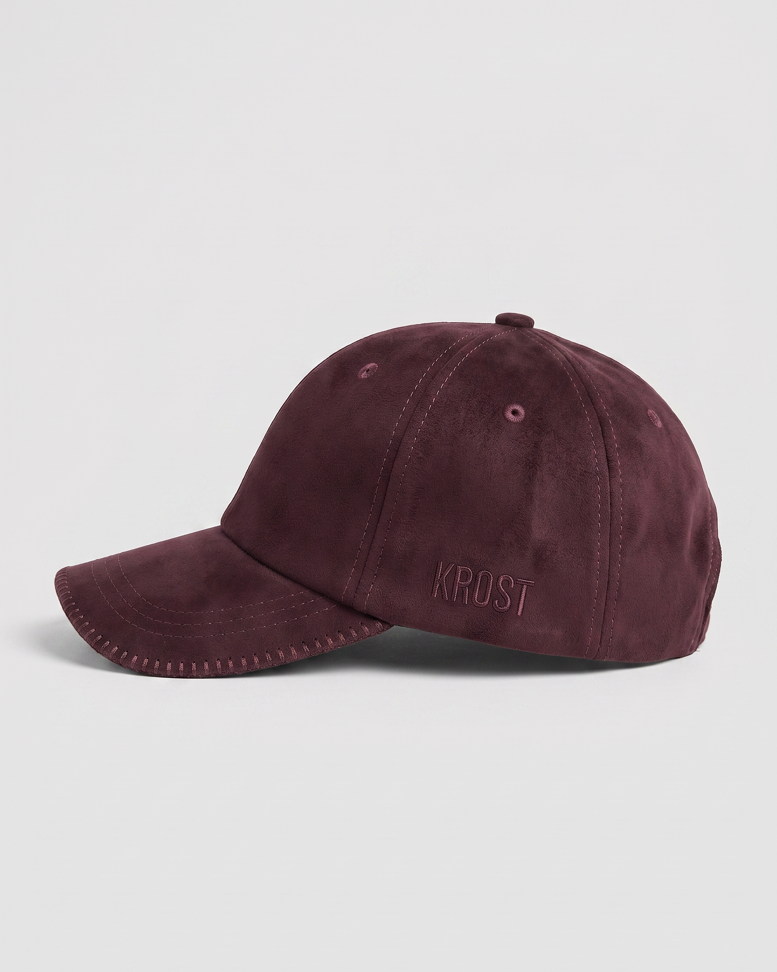 Faux Suede Blanket Stitch Cap | Brown