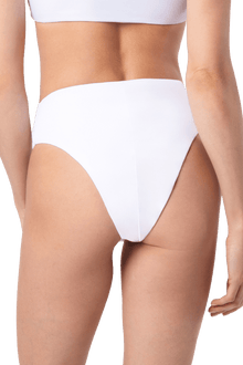 Kiss Hand - Beaded Embellished High - waisted Bikini Bottom - White - Self - Adore