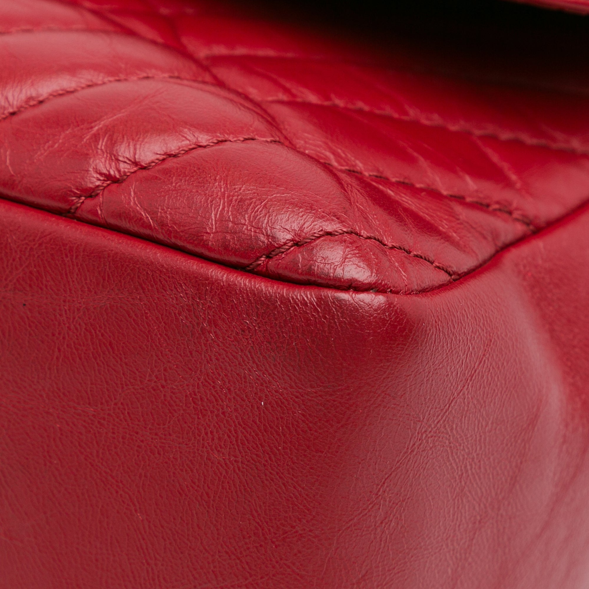 Chanel | Pre-Owned CC Chevron Calfskin Top Handle Flap | Red