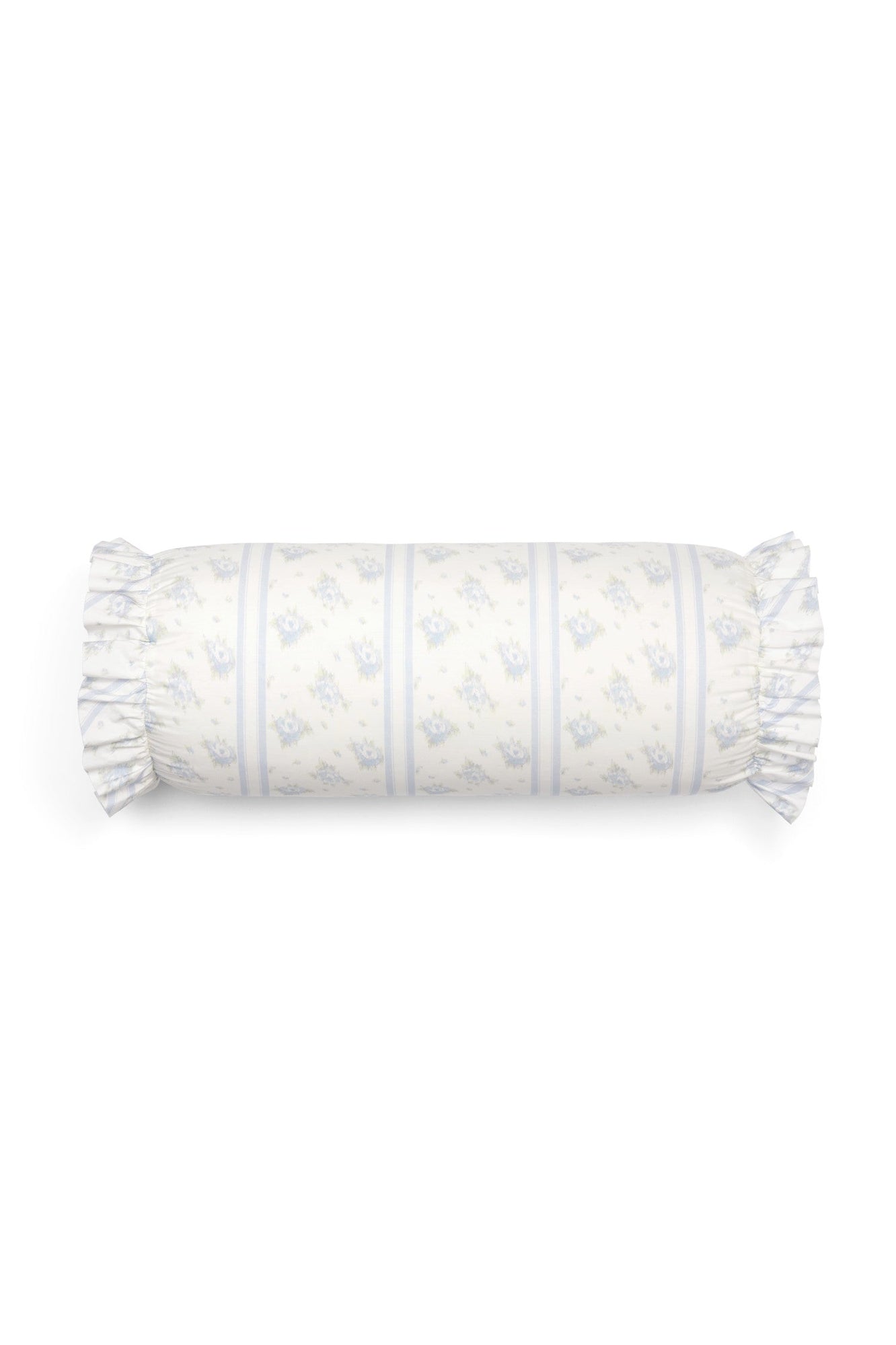 Blue ruffle bolster pillow