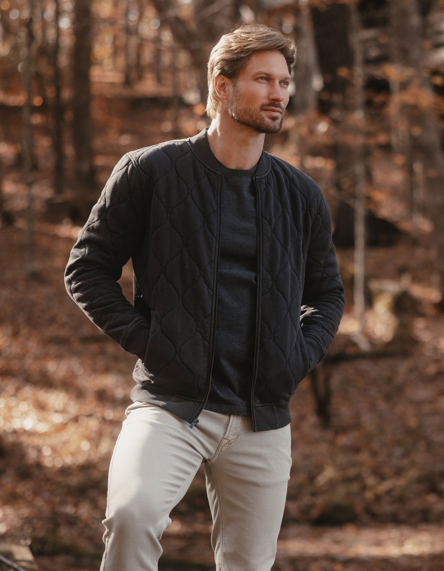 Men | Quilted Knit Bomber | Phantom