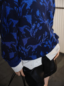 Wool Relaxed-Fit Jacquard Sweater | Navy