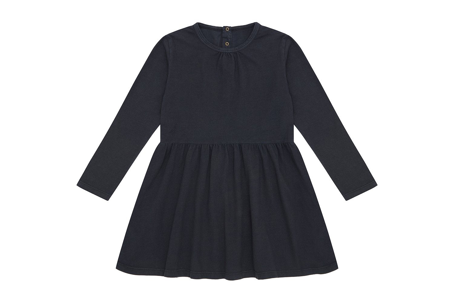 Girls | Long Sleeve Organic Cotton Dress | Stone Blue - Palmetto Plant Dye