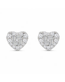 Lab Grown Diamond Heart Stud Earrings Silver | Silver